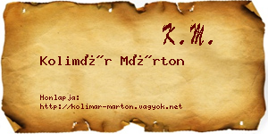 Kolimár Márton névjegykártya