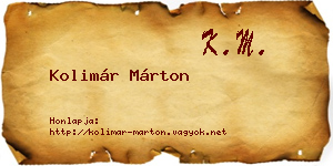 Kolimár Márton névjegykártya
