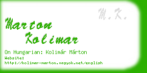 marton kolimar business card